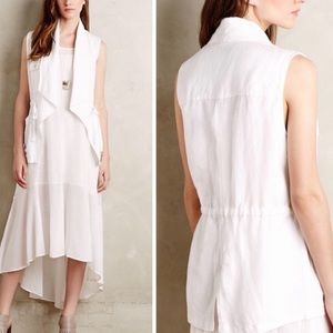 Anthropologie white linen vest